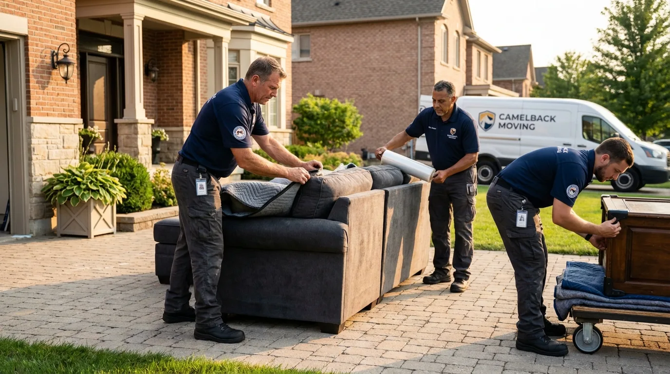 Large estate moving crew wrapping furniture in Chisholm, MN